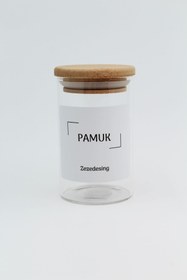 Resim zezedesing Bambu Kapak Cam Pamuk Kavanozu Kutusu 250ml 
