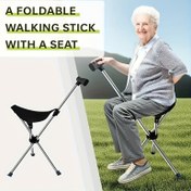Resim 2'si 1 Arada Katlanabilir Baston & Tabure - 149.69 KG Taşıma Kapasitesi, Kilit Mekanizması, Kaymaz Taban ve Ergonomik Tutuş - Hafif Taşınabilir Tasarım, Kampçılık, Seyahat için - Dayanıklı Dış Mekan Destek Aparatı, Kamp Ekipmanları, Şık Tasarım, Sağlam Yapı, Macera Severler İçin, Yürüyüş Desteği, Yüksek Kalite, Doğa Yürüyüşü Aksesuarı 
