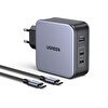 Resim Ugreen Nexode 140W USB Type-C QC 4.0 PD 3.1 GaN 3 Portlu Hızlı Şarj Cihazı 