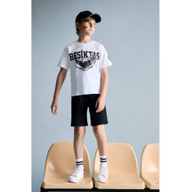 Resim DeFacto Beşiktaş Kısa Kollu Pijama Üst Şort Pijama Alt 2'li Pijama Takımı Erkek Çocuk H7618A826HS 
