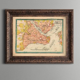 Resim epiqart 1909 İstanbul Haritası - Vintage Desenli Çerçeve 