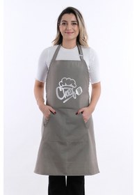 Resim Unisex Master Chef Kanguru Model Mutfak Önlüğü Antrasit 