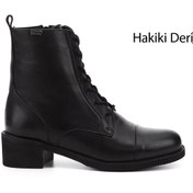 Resim GÖNDERİ(R) Kadın / Kız Siyah Fermuarlı Kauçuk Taban Hakiki Deri Postal Bot 