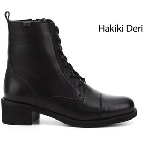 Resim GÖNDERİ(R) Kadın / Kız Siyah Fermuarlı Kauçuk Taban Hakiki Deri Postal Bot 