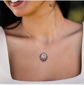 Resim Renkli Taşlı Damla Kesim 925 Ayar Gümüş Kolye-2107 