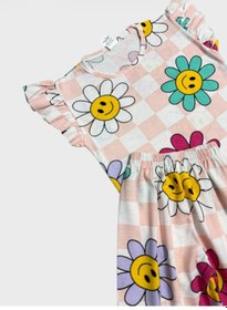 Resim Aliş Kids Kız Çocuk Pamuklu Yavruağzı Papatya Çiçek Desenli Kısa Kollu Şortlu Yazlık Pijama Takımı 