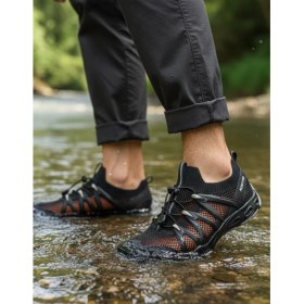 Resim Humtto HT620829A Outdoor Plaj Deniz Aqua Fileli Siyah Erkek Spor Sandalet Ayakkabı 