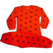 Resim Neşeli Bebek Kırmızı Unisex Star Yıldızlı Pijama Takımı 9-12 Ay 