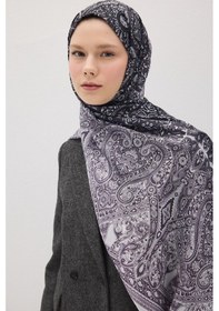 Resim Mirsoy Scarf Eftelya Pamuk Etnik Desen Şal Siyah 