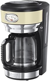 Resim Russell Hobbs Kahve makinesi [Optimum ekstraksiyon ve aroma için duş başlığı] Retro krem (maks. 10 fincan, 1,25 l cam sürahi, demleme ve sıcak tutma göstergesi, retro tasarım, 1000 W) Vintage filtre kahve makinesi 21702-56 