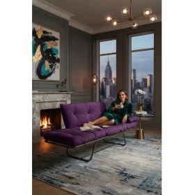 Resim AVYNA Infinity Comfort Ikili Kanepe | Elite Mekanizmalı Yataklı Koltuk - Tay Tüyü Kumaş - Mor 