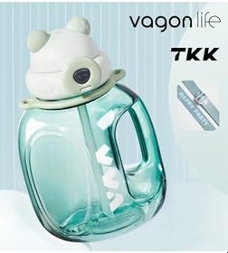 Resim TKK 1200ml Pipetli/Pipetsiz Kullanıma Uygun Taşıma Askılı Kilitlebilir Kapak Tritan Matara (Yeşil) 