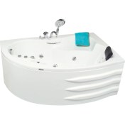 Resim Queen Oturmalı Yarı Oval Jakuzi 150x100x70, h55 Comfort Hidromasaj Sistemli Küvet (Gövde + Metal ayak + Ön panel) 