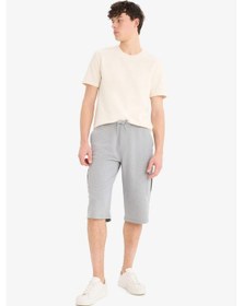 Resim DeFacto Slim Fit Dar Kesim Kargo Cepli Basic Düz Kapri Şort T4693AZ25SMGR210 