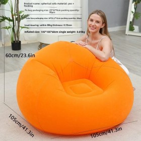 Resim Şişme Lazım Koltuk Ayaklı Set Katlanır Peluş Pvc Salon Şezlong Seti Turuncu Küre 116 98 83 Cm 0,9 Kg Turuncu 