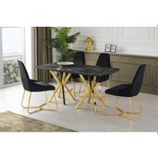 Resim Erezogullari_Mobilya Royal Masa High Gloss Krom Mutfak Masa 4 Sandalye Seti 90*160 