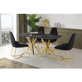 Resim Erezogullari_Mobilya Royal Masa High Gloss Krom Mutfak Masa 4 Sandalye Seti 90*160 