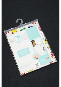 Resim Unisex Bebek Beyaz Renkli Arabalı Emzirme Önlüğü 