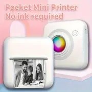 Resim 1 Adet/2 Adet, Kompakt ve Taşınabilir Kablosuz Mini Yazıcı - Fotoğraf, Etiket, Fiş Basabilir, IOS ve Android Uyumlu 