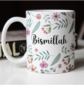 Resim MuslimWalk Çiçekli Bismillah – Kupa Bardak 
