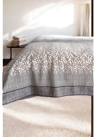 Resim Alla Turca Çift Kişilik Modern Mozaik Desenli Pike Gri 200x240 Cm %100 Pamuk Gri - Beyaz 