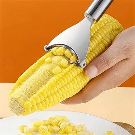 Resim 1 adet Paslanmaz Çelik Mısır Soyucu, Ergonomik Tutamak Mısırı Çıkartıcı, Bağımsızlık Günü, Şükran Günü, Noel, Cadılar Bayramı, Yılbaşı Etkinlikleri için Gıda Güvenli Mutfak Aparatı 