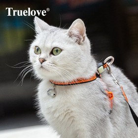 Resim Zilli, Dayanıklı Turuncu Kedi Göğüs Tasması ve Kayışı - S 