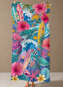 Resim Evmila Marin Desenli Plaj Havlusu Modeli - 70x150 cm 