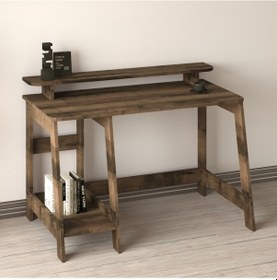 Resim Country Ergonomik Çalışma Masası, Modern Bilgisayar Masası - Antik Ceviz 
