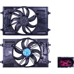 Resim Fan Motoru Davlumbazlı 410 Mm-4 Fis-7 Kanat-450w - 5q0121203cn Wısco - Volkswagen Tiguan Uyumlu 