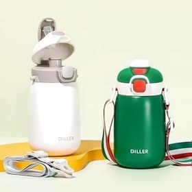 Resim DILLER Tek Kapak Çift Kullanım Pipetli/Pipetsiz 420Ml Askılı Çelik Su Matarası 6 Saat Sıcak/Soğuk -1 