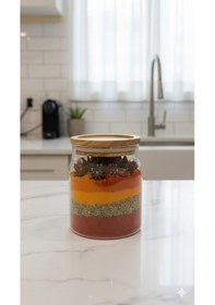 Resim 500 Ml Akasya Kapak Kavanoz Şeffaf 