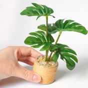 Resim Mini Yapay Monstera Bitkisi - Yeşil Yapraklı Masa Dekoru, Ev veya Ofis için Plastik Ofis Dekorasyonu, Pil Gerektirmez, Küçük Saksılı Bitki, Ofis Dekorasyonu | Modern Masa Aksesuarı | Plastik Bitki Saksısı, Masa Dekoru 