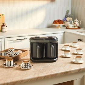 Resim Karaca 10 Fincan Kapasiteli Bol Köpüklü Otomatik Türk Kahve Makinesi Space Grey Hatır Hüp Düet Aroma 