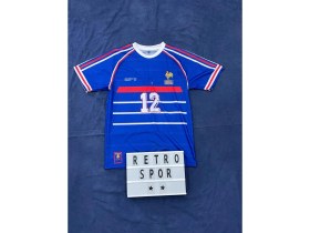 Resim Henry 1998 Dünya Kupası Fransa Iç Saha Mavi Renk Kısa Kol Nostalji Forma / Retro Henry Forma 