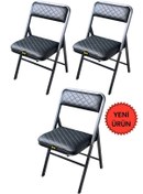 Resim Hey 3'lü Katlanır Kamp Sandalyesi Piknik Sandalyesi Siyah Baklava Siyah 