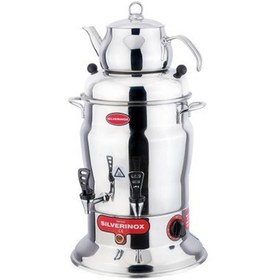 Resim Işıkgaz Silverinox 7 Litre Çift Demlik Çay Semaveri Otomatı Makinesi SLVR-2200 
