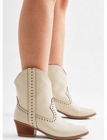 Resim Tonny Black Termo Taban Tokalı Sivri Burunlu Nakışlı Western Kovboy Kadın Bej Cilt Bot Tbacr3540 Bej Cilt 