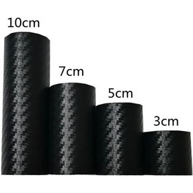 Resim 3cmx300cm-1/3/5 M Karbon Fiber Koruyucu Şerit Etiket Otomatik Tampon Kapı Eşiği Koruma Anti-adım Araba Dekorasyon Bant 