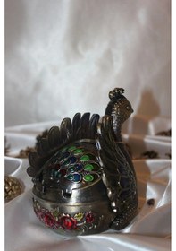 Resim Küllük Metal Tavuskuşu Figürlü Kül Tablası 