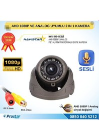 Resim Mikrofonlu Ahd 1080p Ve Analog Pal Dönüşümlü Gece Görüşlü Mini Metal Dome Araç Kamerası 