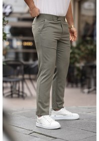 Resim Mero Life Erkek Haki Italyan Kesim Slim Fit Kaliteli Esnek Likralı Bilek Boy Kumaş Pantolon Haki 