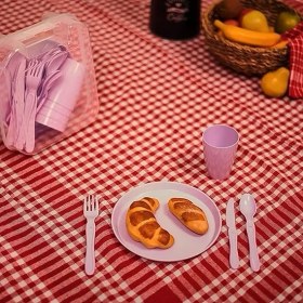 Resim 6 Kişilik Piknik Seti Çatal, Bıçak, Kaşık, Bardak, Tabak Komple Set 31 Parça 