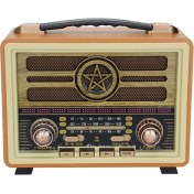 Resim Kahverengi Ahşap Bluetooth Radyo USB Sd Mp3 M-2026BT, Retro Tasarım 