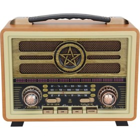 Resim Kahverengi Ahşap Bluetooth Radyo USB Sd Mp3 M-2026BT, Retro Tasarım 