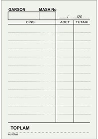 Resim İnciofset Kafe Çay Kahve Sipariş Fişi A7 Tek Nüsha 500 Cilt 