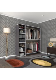 Resim Kenzlife giysi dolabı abdurrahman 180*180*40 gri gardırop 
