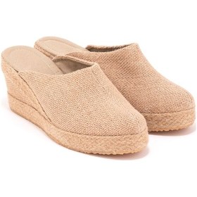 Resim Star Tombis Gerçek Elişi Platformlu Burnu Kapalı Elişi Hasır Keten 9cm Topuk Sabo Terlik Handmade Hasır Kahverengi 