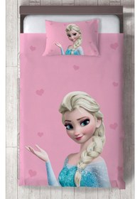 Resim Mekta Home Bebek Ve Çocuk Odası Pembe Elsa Desenli Yatak Örtüsü Renkli 