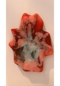 Resim Mavi Yeşil Kırmızı Beyaz Ebruli Geometrik Epoksi Bardak Altlığı Mavi - Yeşil - Kırmızı - Beyaz 